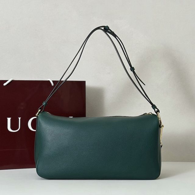 GG original calfskin half horsebit large bag 862530 green