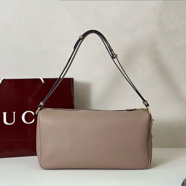 GG original calfskin half horsebit large bag 862530 grey