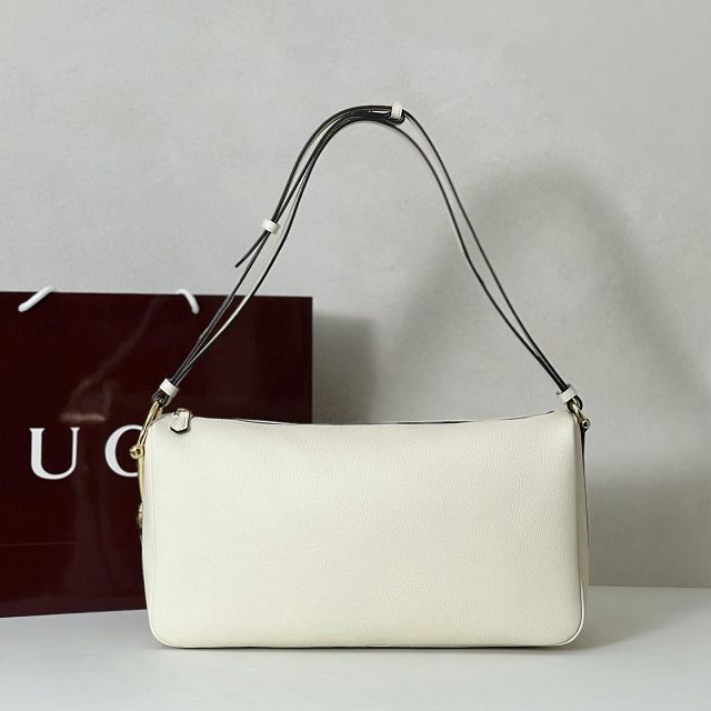 GG original calfskin half horsebit large bag 862530 white