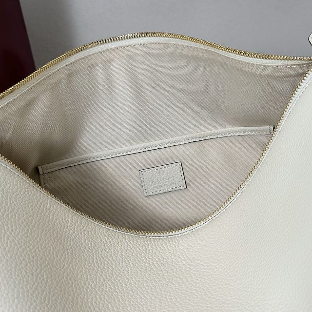 GG original calfskin half horsebit large bag 862530 white