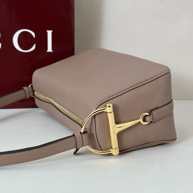 GG original calfskin half horsebit medium bag 860787 grey