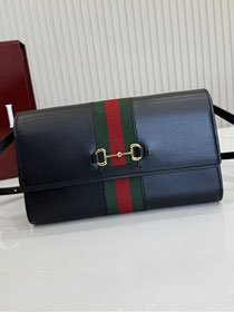 GG original calfskin horsebit web wallet 867120 black