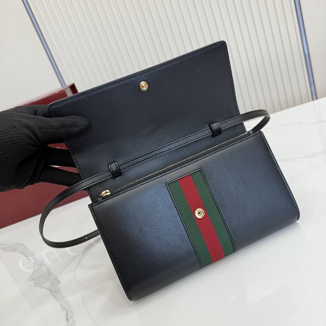 GG original calfskin horsebit web wallet 867120 black