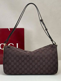 GG original canvas half horsebit large bag 862530 dark brown