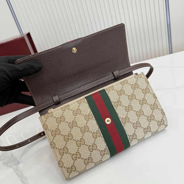 GG original canvas horsebit web wallet 867120 brown