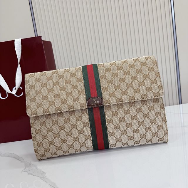 GG original canvas pouch with web 875697 brown