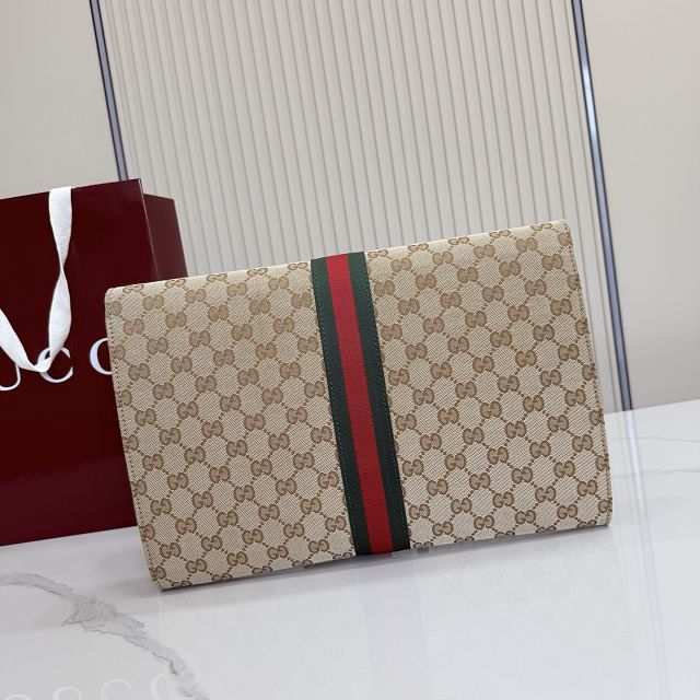 GG original canvas pouch with web 875697 brown
