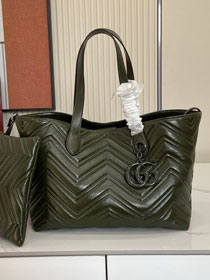 GG original calfskin marmont medium tote bag 855279 dark green
