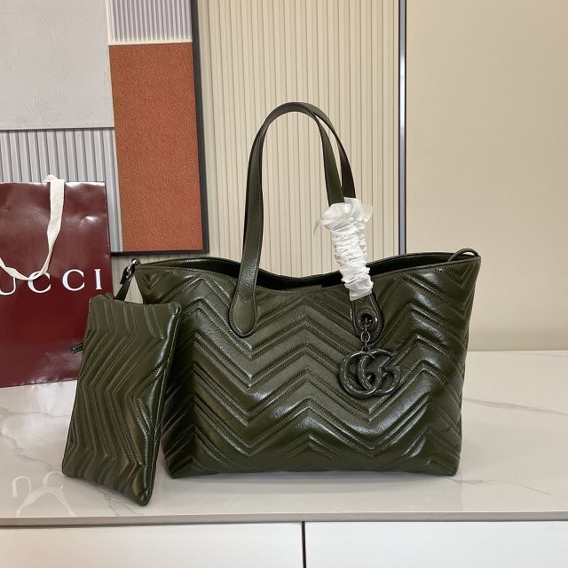GG original calfskin marmont medium tote bag 855279 dark green