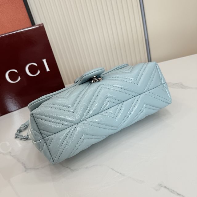 GG original calfskin marmont small shoulder bag 855371 light blue