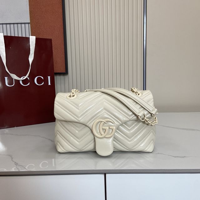 GG original calfskin marmont small shoulder bag 855371 white