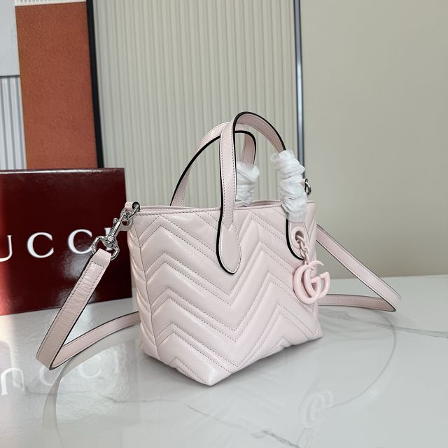GG original calfskin marmont small tote bag 855391 light pink