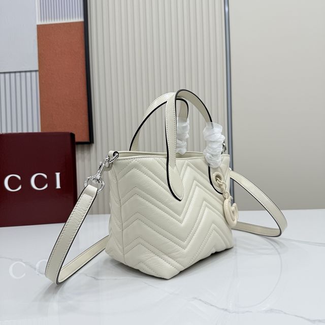 GG original calfskin marmont small tote bag 855391 white