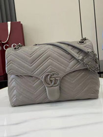 GG original calfskin marmont medium shoulder bag 850676 grey