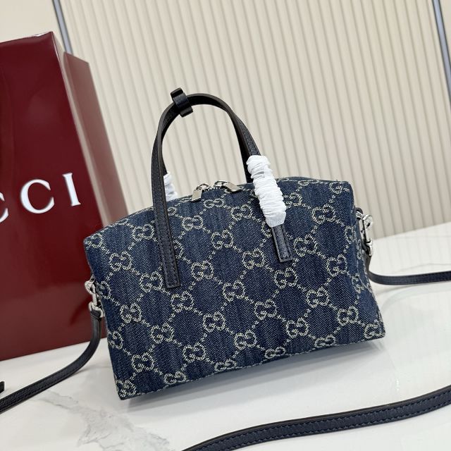 GG original denim melrose small boston bag 875811 blue
