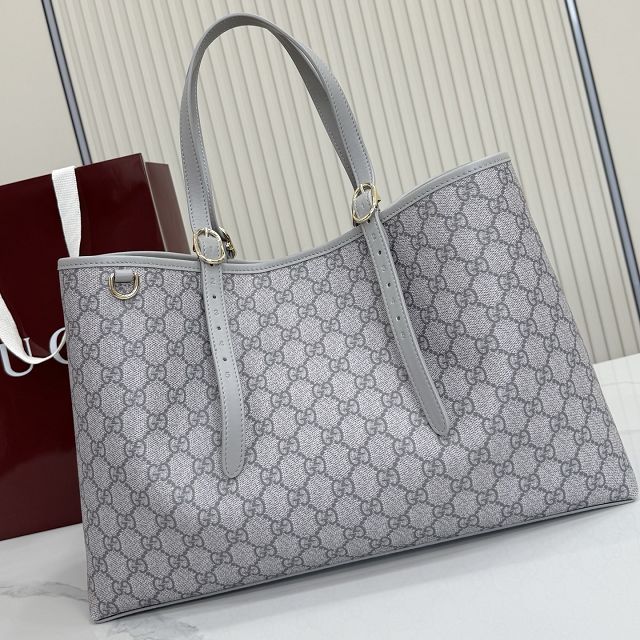 GG original fabric emblem large tote bag 815213 grey