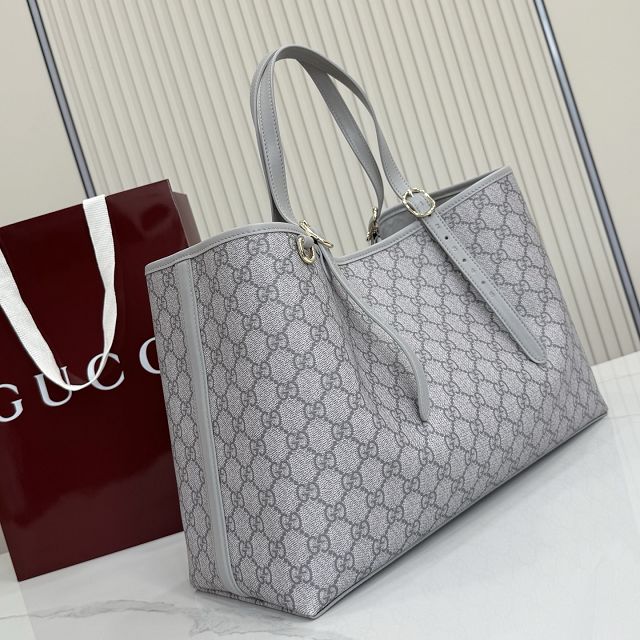 GG original fabric emblem large tote bag 815213 grey