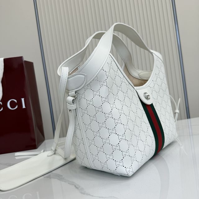 GG original calfskin giglio small tote bag 860845 white