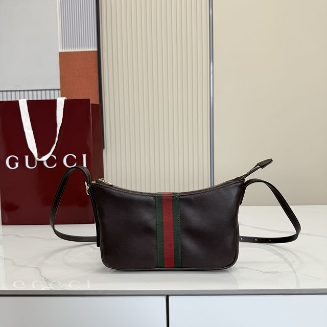 GG original calfskin lunetta small crossbody bag 863406 dark brown