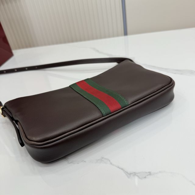 GG original calfskin lunetta small crossbody bag 863406 dark brown
