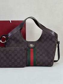 GG original canvas giglio small tote bag 860845 dark brown