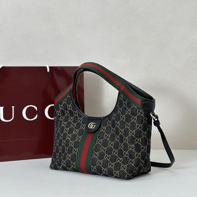 GG original denim giglio small tote bag 860845 black