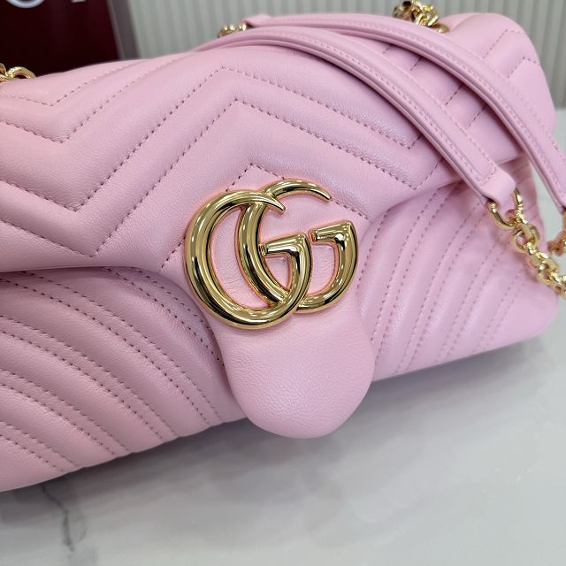 GG original lambskin marmont medium shoulder bag 837267 pink