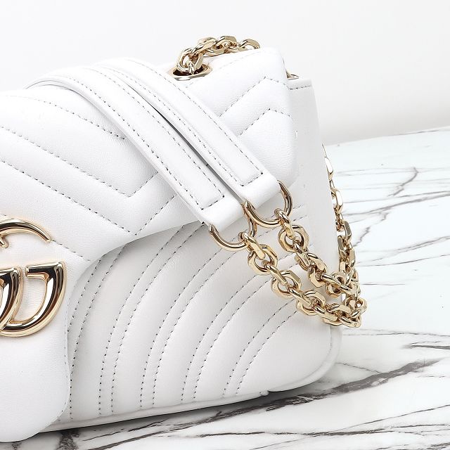 GG original lambskin marmont medium shoulder bag 837267 white
