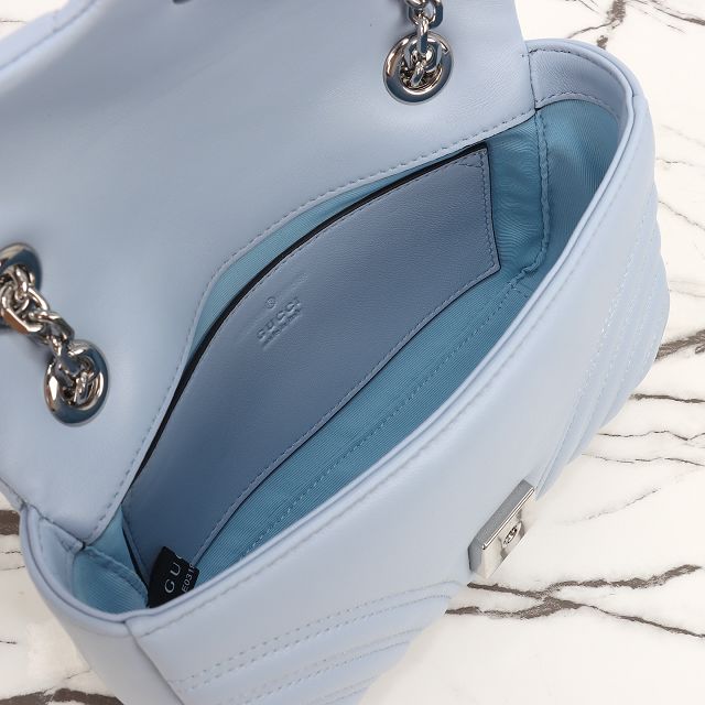 GG original lambskin marmont small shoulder bag 837280 light blue