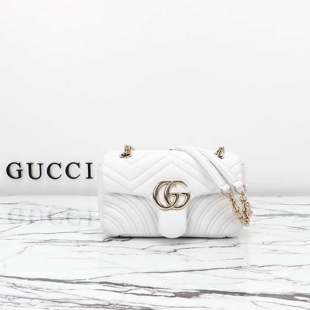 GG original lambskin marmont small shoulder bag 837280 white