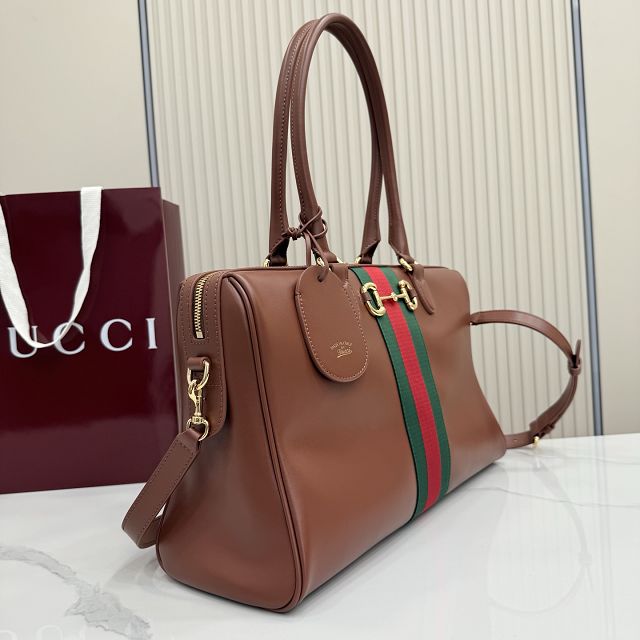 GG original calfskin borsetto large boston bag 866734 brown