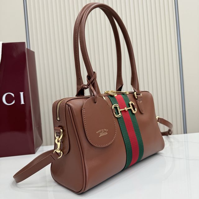 GG original calfskin borsetto medium boston bag 866732 brown