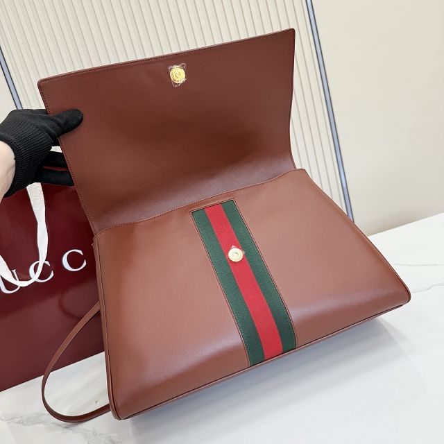 GG original calfskin paparazzo large top handle bag 875019 brown