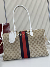 GG original canvas borsetto large boston bag 866734 sand&white