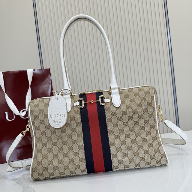 GG original canvas borsetto large boston bag 866734 sand&white