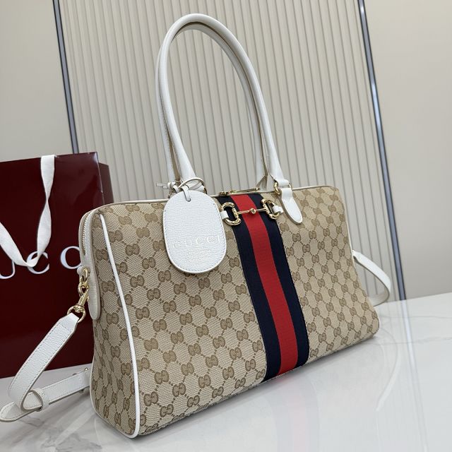 GG original canvas borsetto large boston bag 866734 sand&white