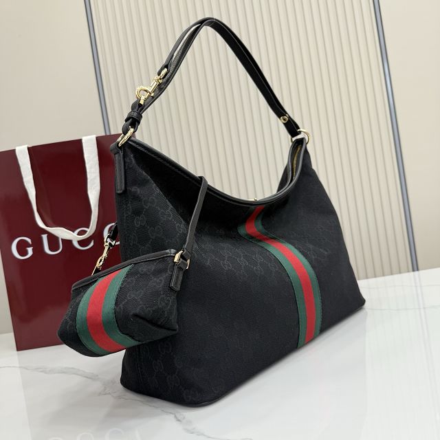 GG original canvas large shoulder bag A008NS black