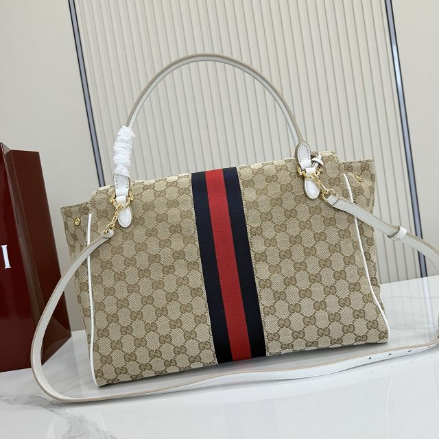 GG original canvas paparazzo large top handle bag 875019 sand&white