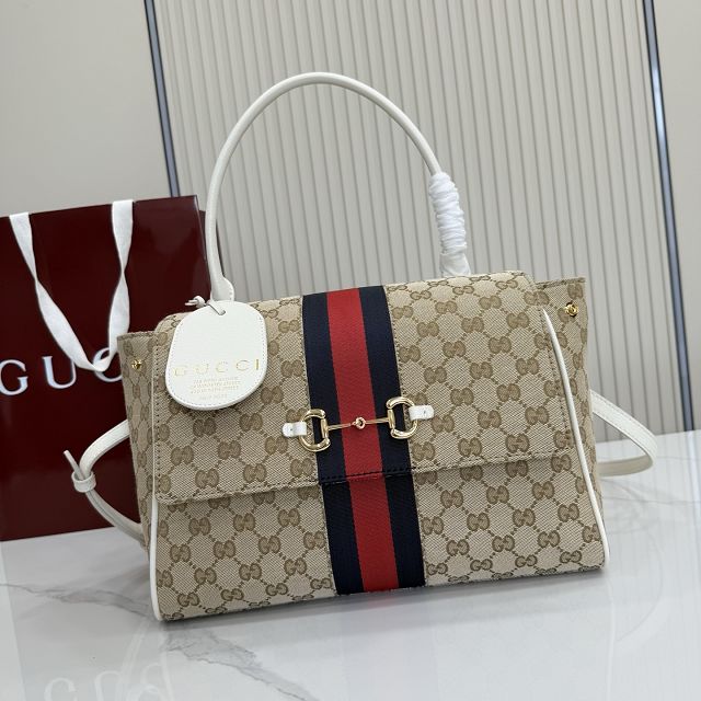 GG original canvas paparazzo medium top handle bag 875018 white