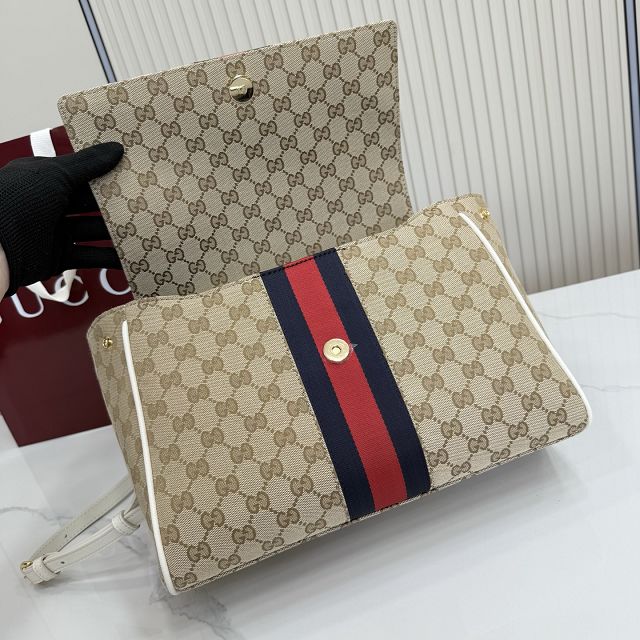 GG original canvas paparazzo medium top handle bag 875018 white