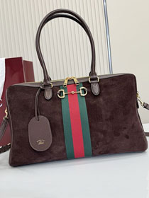 GG original suede borsetto large boston bag 866734 dark brown