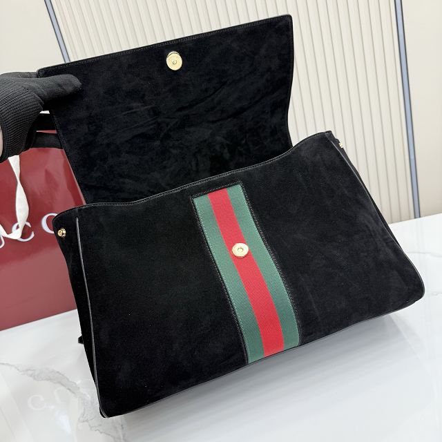 GG original suede paparazzo large top handle bag 875019 black