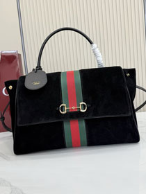 GG original suede paparazzo large top handle bag 875019 black