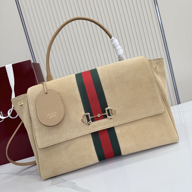 GG original suede paparazzo large top handle bag 875019 sand