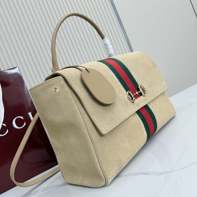 GG original suede paparazzo large top handle bag 875019 sand