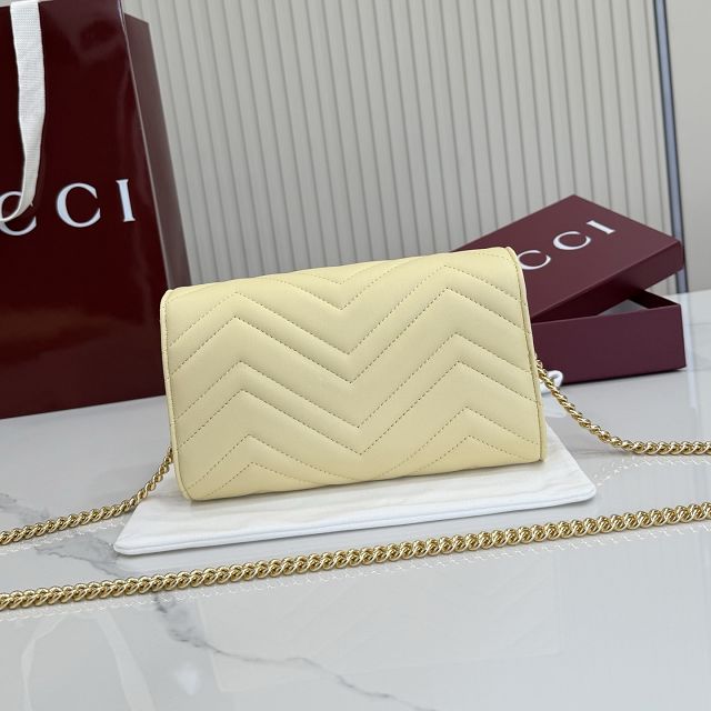 GG original calfskin marmont wallet on chain 837745 light yellow