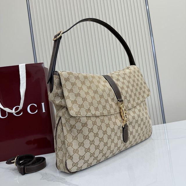 GG original canvas jackie flap large crossbody bag A005ZI sand