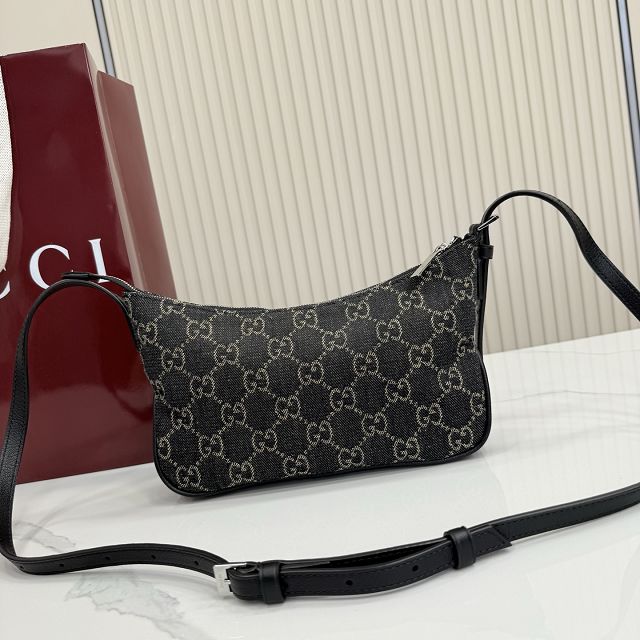 GG original denim lunetta small shoulder bag 874743 black