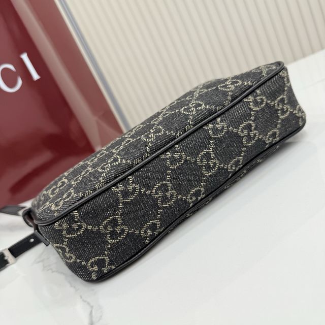 GG original denim lunetta small shoulder bag 874743 black