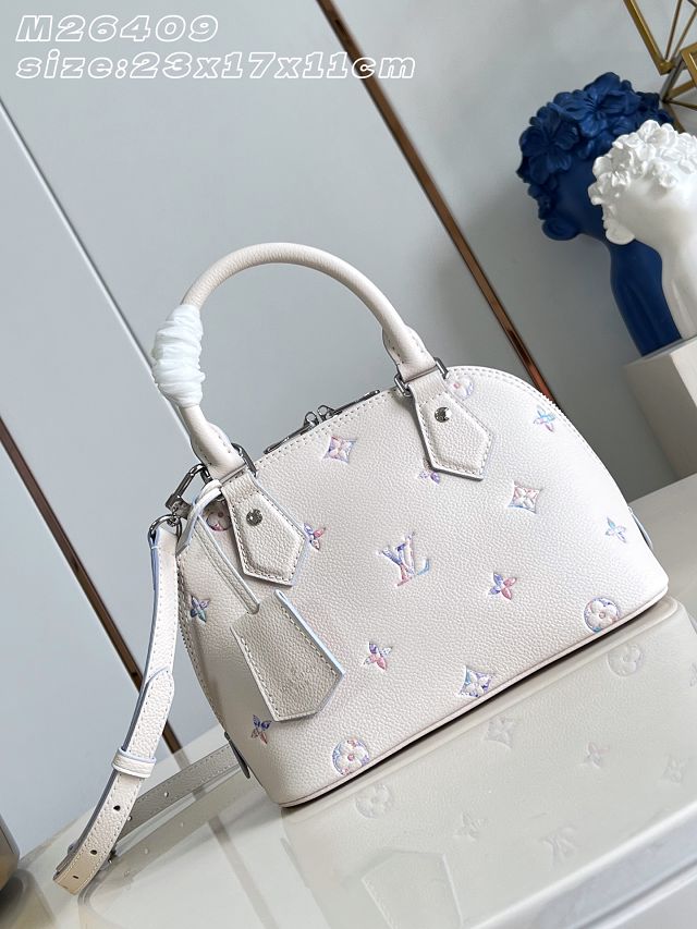 Louis vuitton original calfskin alma BB handbag M2A086 white&purple